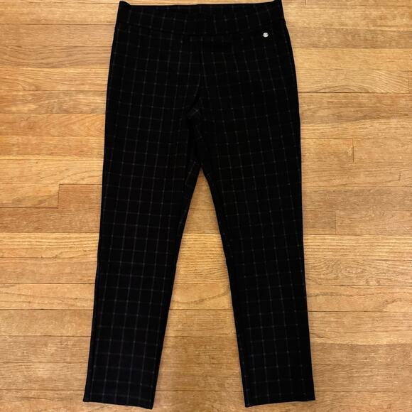 Jones New York charcoal white plaid dress casual straight leg pants large L b4 - Picture 1 of 4